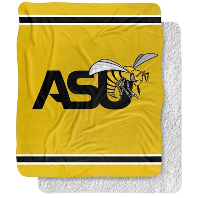 Alabama State University Blanket, 50"x60" Primary Logo Stripes Silky Touch Sherpa Back Super Soft Throw Blanket