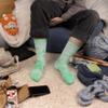 BambooMN Men's Rayon from Bamboo Tie Dye Crew Dress Socks - Green - 4 Pairs - Size 10-14 view 4