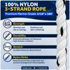 Five Oceans Anchor Line 5/16" x 100', Anchor Rope Line, Marine Premium 3-Strand White Nylon Boat Anchor Rope - Stainless Steel Thimble and Shackle, Ideal for Mooring Anchoring Towing - FO4566-C100 view 2