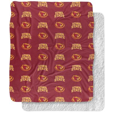 Iowa State University Blanket, 50"x60" Logo Pattern Silky Touch Sherpa Back Super Soft Throw Blanket