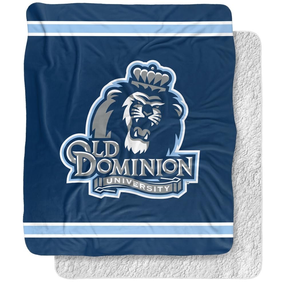 Old Dominion University Blanket, 50"x60" Primary Logo Stripes Silky Touch Sherpa Back Super Soft Throw Blanket