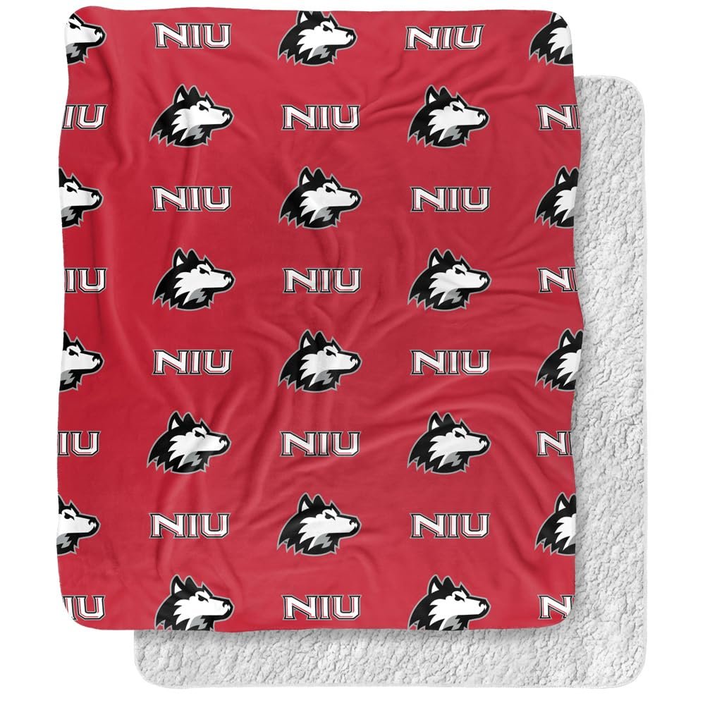 Northern Illinois University Blanket, 50"x60" Logo Pattern Silky Touch Sherpa Back Super Soft Throw Blanket
