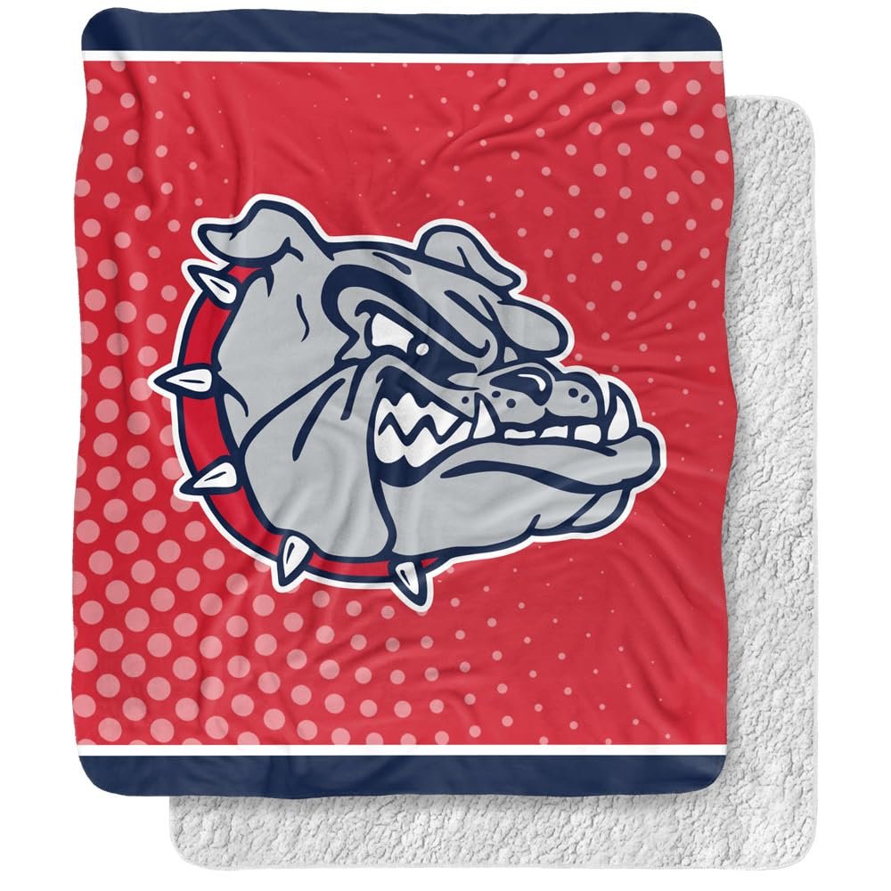 Gonzaga University Blanket, 50"x60" Logo Dots Silky Touch Sherpa Back Super Soft Throw Blanket
