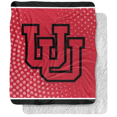 University of Utah Blanket, 50"x60" Logo Dots Silky Touch Sherpa Back Super Soft Throw Blanket