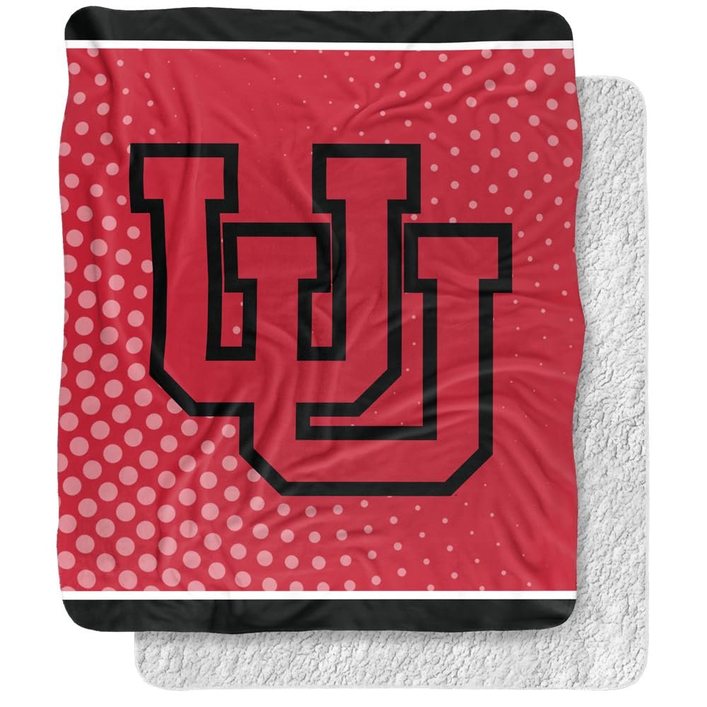 University of Utah Blanket, 50"x60" Logo Dots Silky Touch Sherpa Back Super Soft Throw Blanket