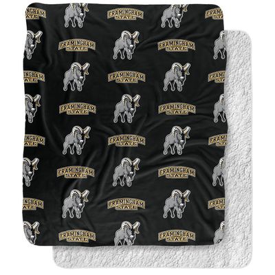 Framingham State University Blanket, 50"x60" Logo Pattern Silky Touch Sherpa Back Super Soft Throw Blanket