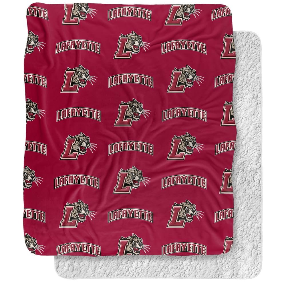 Lafayette College Blanket, 50"x60" Logo Pattern Silky Touch Sherpa Back Super Soft Throw Blanket