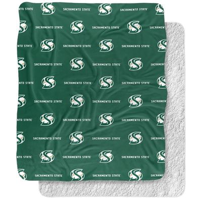Sacramento State University Blanket, 50"x60" Logo Pattern Silky Touch Sherpa Back Super Soft Throw Blanket