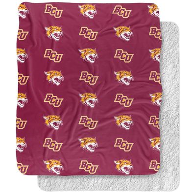 Bethune-Cookman University Blanket, 50"x60" Logo Pattern Silky Touch Sherpa Back Super Soft Throw Blanket