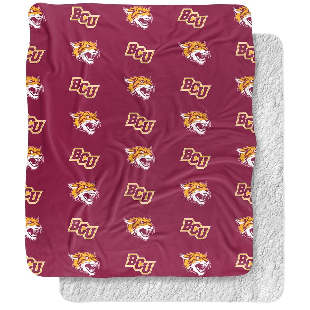 Bethune-Cookman University Blanket, 50"x60" Logo Pattern Silky Touch Sherpa Back Super Soft Throw Blanket