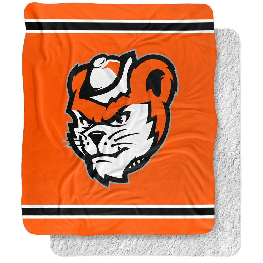 Sam Houston State University Blanket, 50"x60" Primary Logo Stripes Silky Touch Sherpa Back Super Soft Throw Blanket