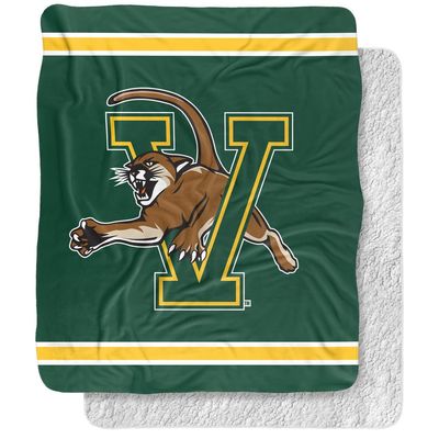 University of Vermont Blanket, 50"x60" Primary Logo Stripes Silky Touch Sherpa Back Super Soft Throw Blanket