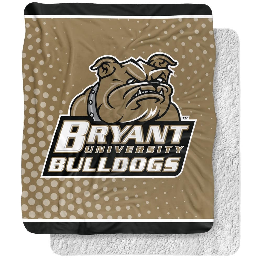 Bryant University Blanket, 50"x60" Logo Dots Silky Touch Sherpa Back Super Soft Throw Blanket