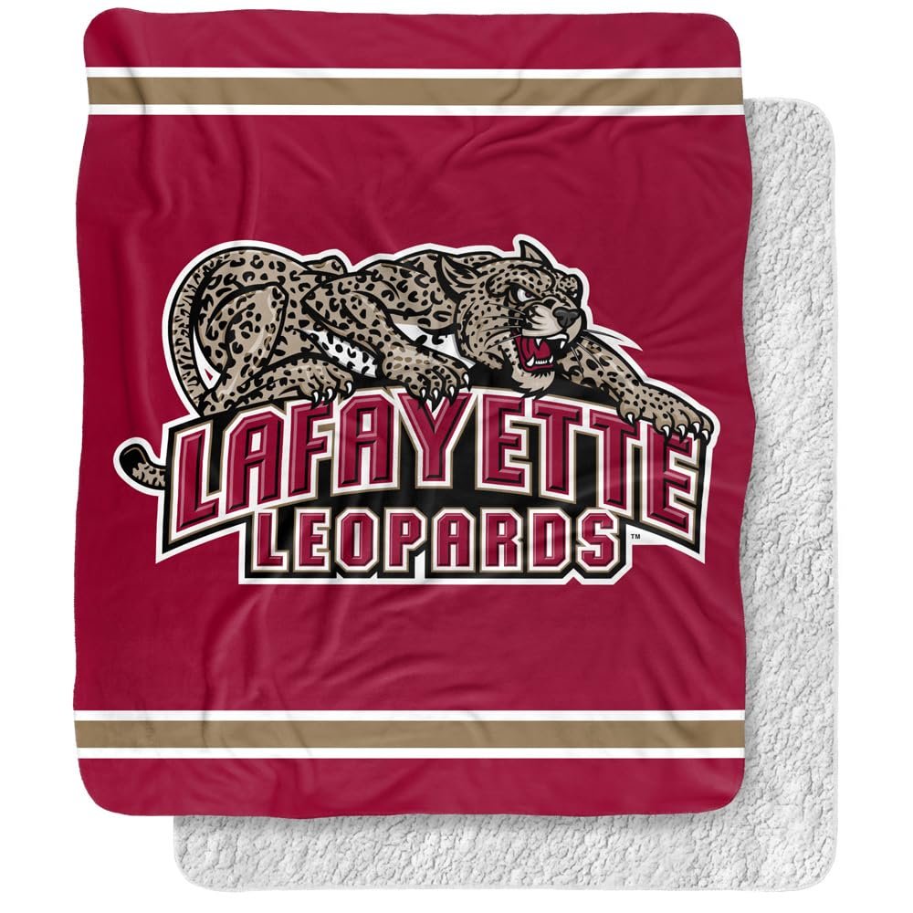 Lafayette College Blanket, 50"x60" Primary Logo Stripes Silky Touch Sherpa Back Super Soft Throw Blanket