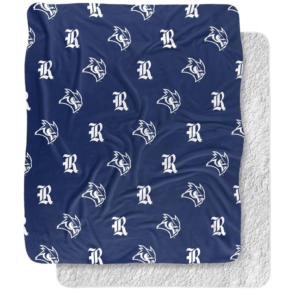 Rice University Blanket, 50"x60" Logo Pattern Silky Touch Sherpa Back Super Soft Throw Blanket
