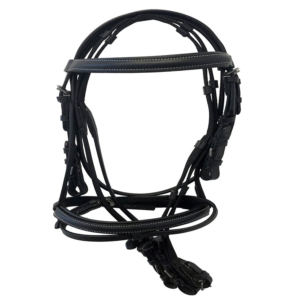 Equitem Black Leather English Padded Bridle with Reins (Cob)