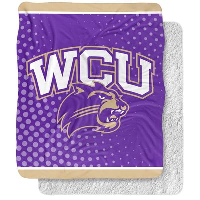 Western Carolina University Blanket, 50"x60" Logo Dots Silky Touch Sherpa Back Super Soft Throw Blanket