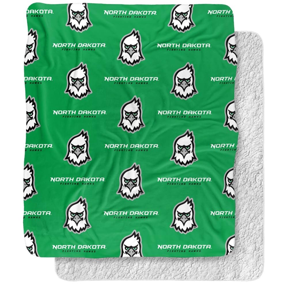 University of North Dakota Blanket, 50"x60" Logo Pattern Silky Touch Sherpa Back Super Soft Throw Blanket