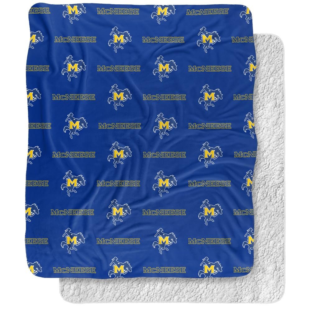 Mcneese State University Blanket, 50"x60" Logo Pattern Silky Touch Sherpa Back Super Soft Throw Blanket