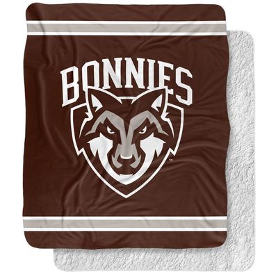 St. Bonaventure University Blanket, 50"x60" Primary Logo Stripes Silky Touch Sherpa Back Super Soft Throw Blanket
