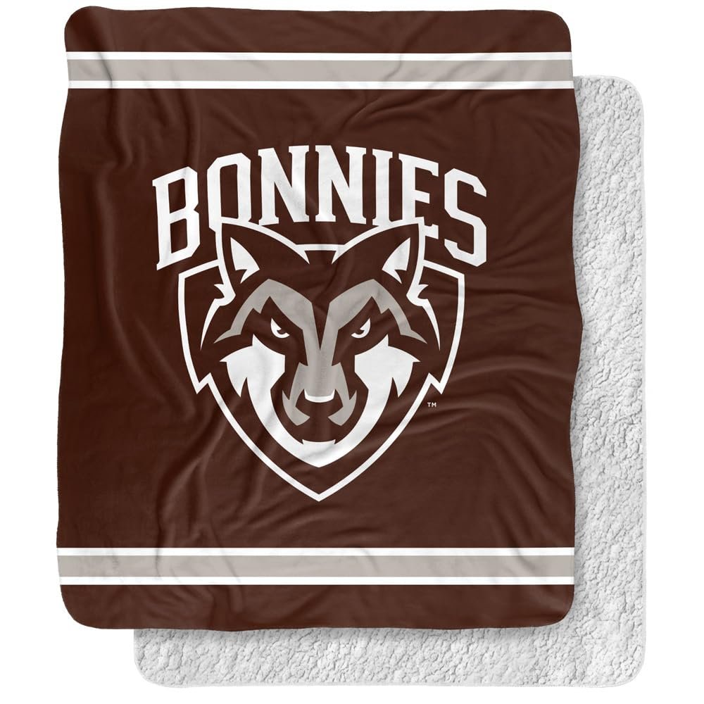 St. Bonaventure University Blanket, 50"x60" Primary Logo Stripes Silky Touch Sherpa Back Super Soft Throw Blanket
