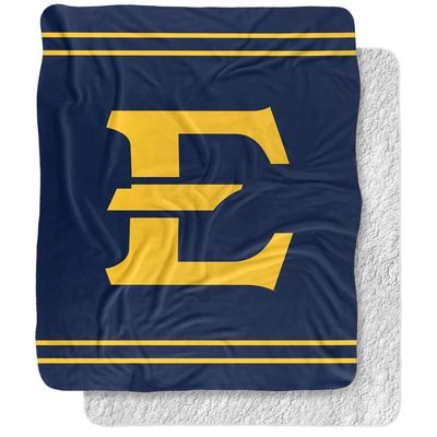 East Tennessee State University Blanket, 50"x60" Primary Logo Stripes Silky Touch Sherpa Back Super Soft Throw Blanket