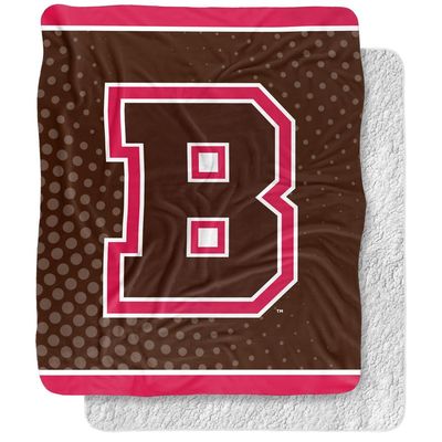 Brown University Blanket, 50"x60" Logo Dots Silky Touch Sherpa Back Super Soft Throw Blanket