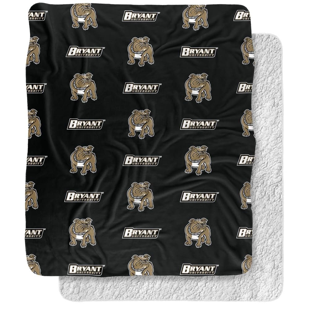 Bryant University Blanket, 50"x60" Logo Pattern Silky Touch Sherpa Back Super Soft Throw Blanket