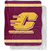 Central Michigan University Blanket, 50"x60" Primary Logo Stripes Silky Touch Sherpa Back Super Soft Throw Blanket