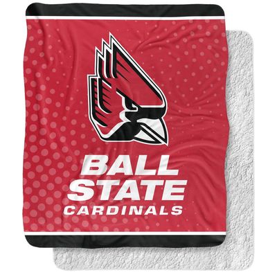 Ball State University Blanket, 50"x60" Logo Dots Silky Touch Sherpa Back Super Soft Throw Blanket
