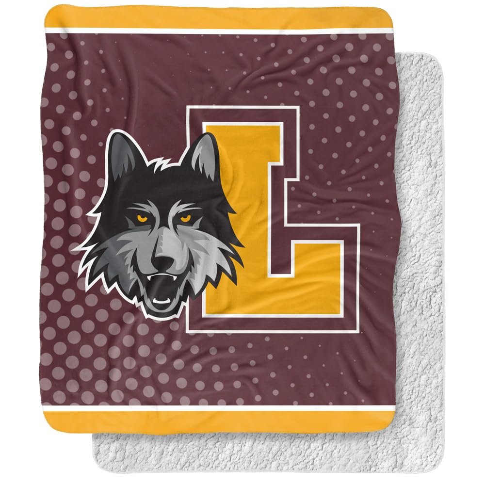 Loyola University Chicago Blanket, 50"x60" Logo Dots Silky Touch Sherpa Back Super Soft Throw Blanket