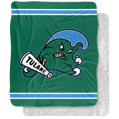 Tulane University Blanket, 50"x60" Primary Logo Stripes Silky Touch Sherpa Back Super Soft Throw Blanket