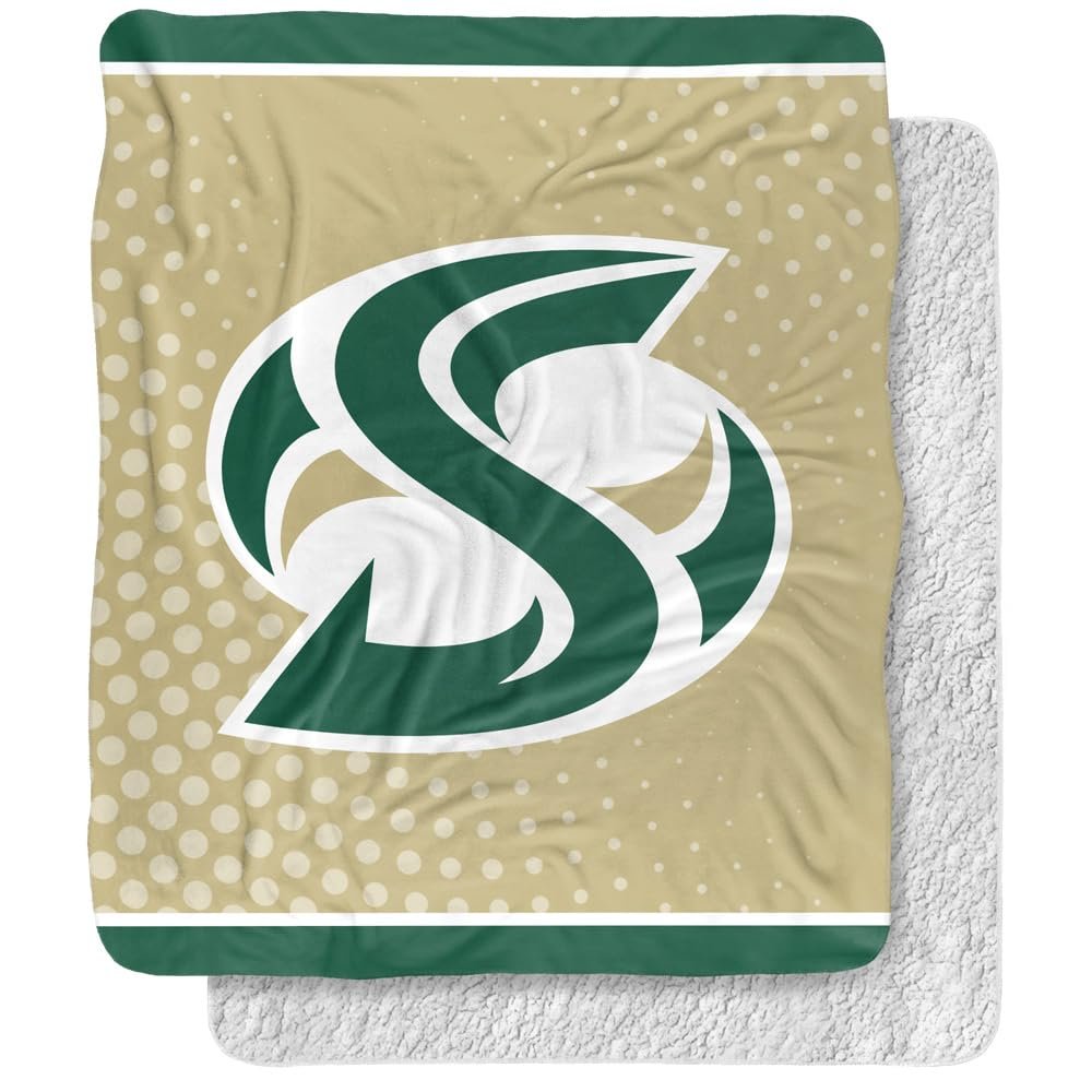 Sacramento State University Blanket, 50"x60" Logo Dots Silky Touch Sherpa Back Super Soft Throw Blanket
