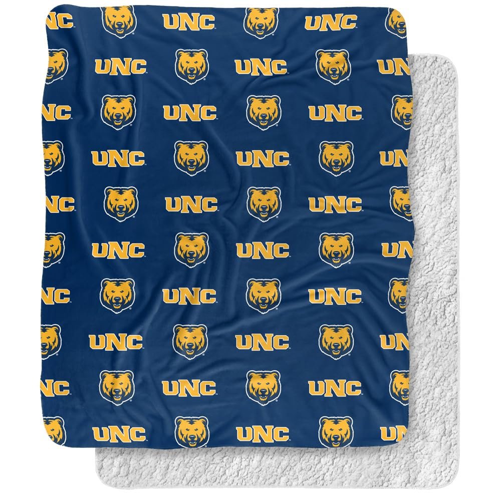 University of Northern Colorado Blanket, 50"x60" Logo Pattern Silky Touch Sherpa Back Super Soft Throw Blanket