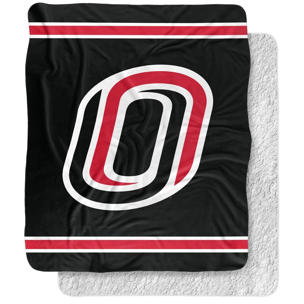 University of Nebraska at Omaha Blanket, 50"x60" Primary Logo Stripes Silky Touch Sherpa Back Super Soft Throw Blanket