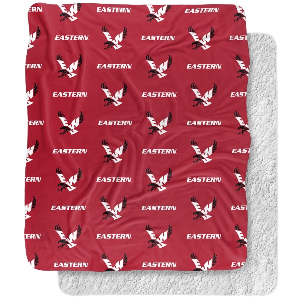 Eastern Washington University Blanket, 50"x60" Logo Pattern Silky Touch Sherpa Back Super Soft Throw Blanket