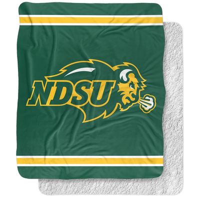 North Dakota State University Blanket, 50"x60" Primary Logo Stripes Silky Touch Sherpa Back Super Soft Throw Blanket