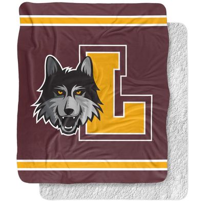 Loyola University Chicago Blanket, 50"x60" Primary Logo Stripes Silky Touch Sherpa Back Super Soft Throw Blanket