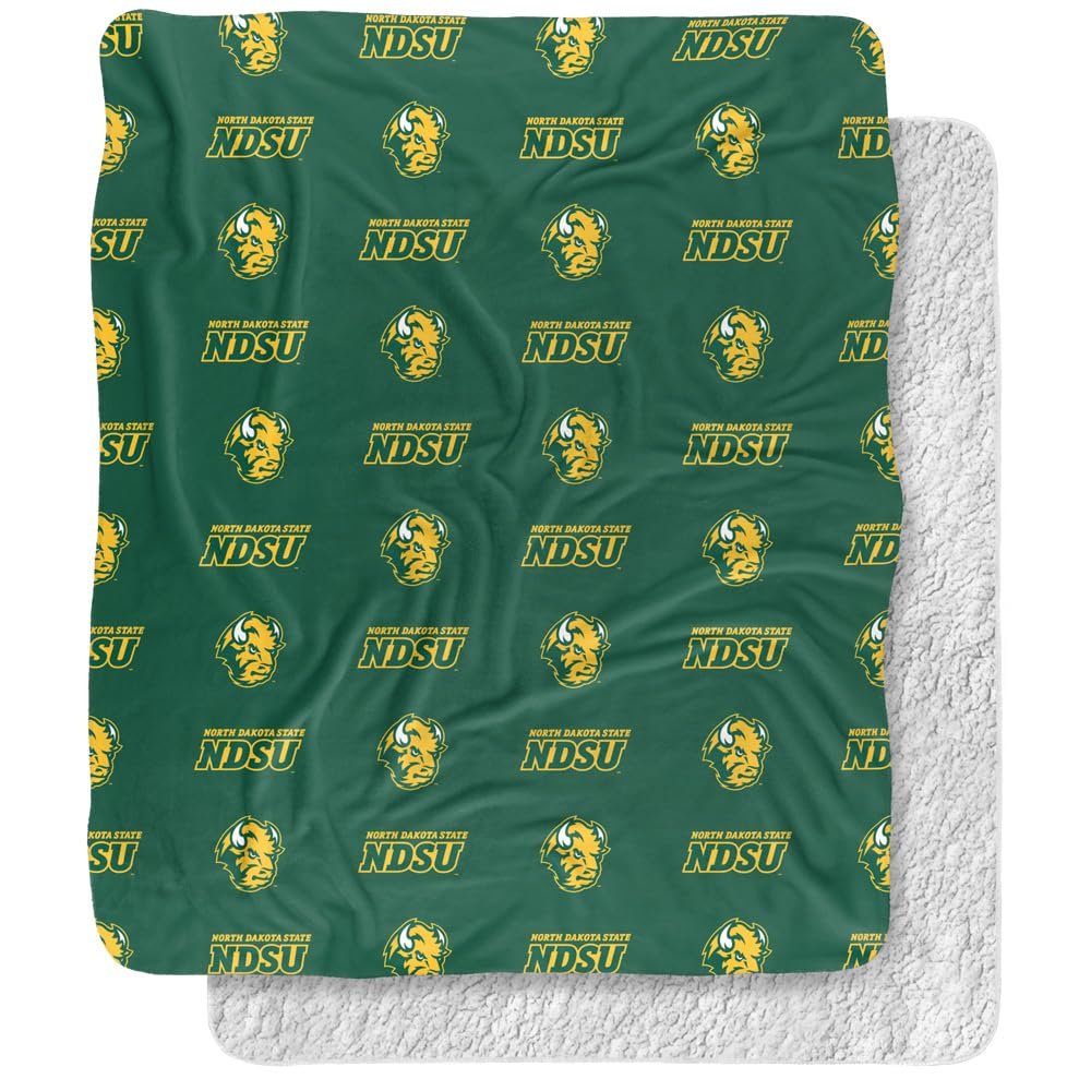 North Dakota State University Blanket, 50"x60" Logo Pattern Silky Touch Sherpa Back Super Soft Throw Blanket