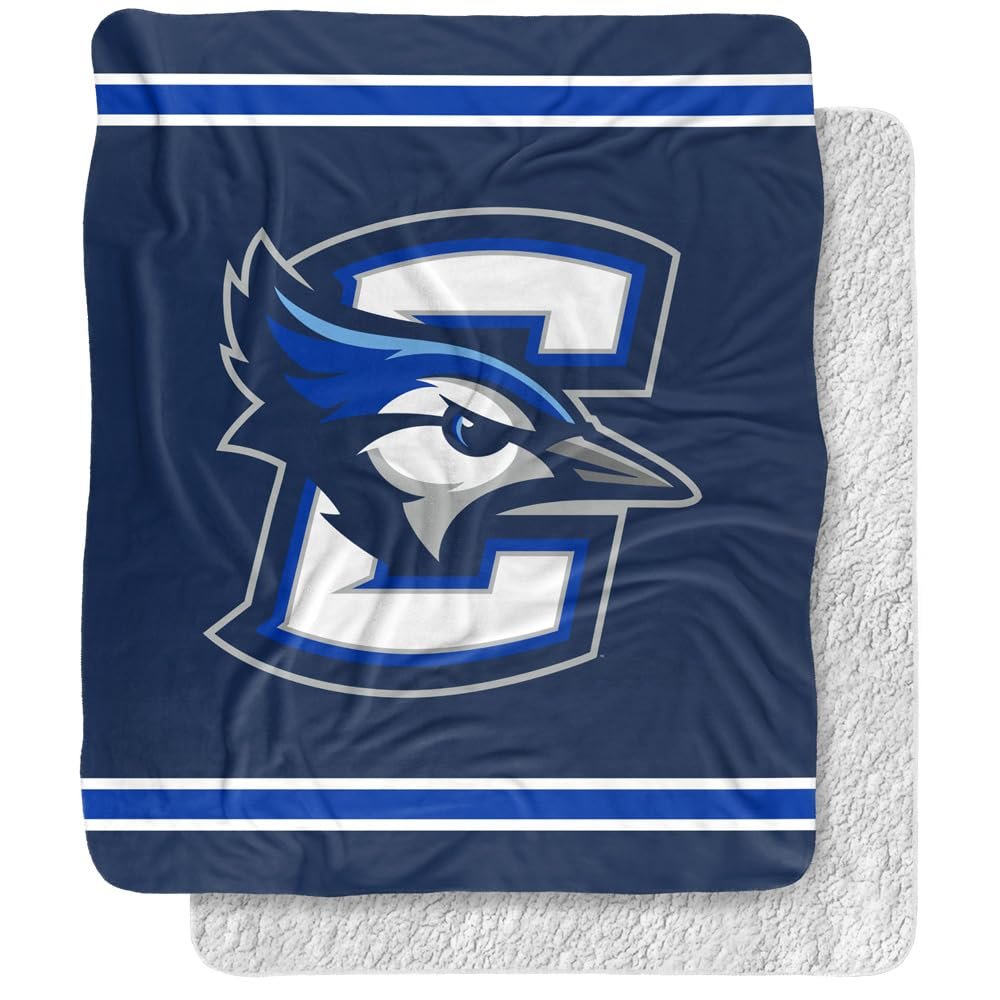 Creighton University Blanket, 50"x60" Primary Logo Stripes Silky Touch Sherpa Back Super Soft Throw Blanket