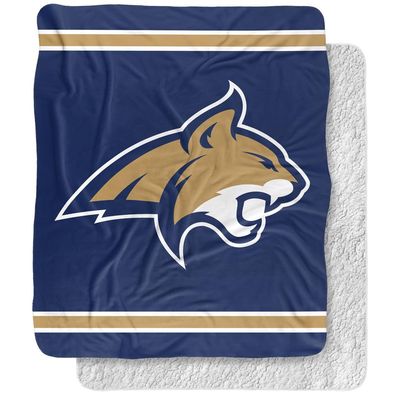 Montana State University Blanket, 50"x60" Primary Logo Stripes Silky Touch Sherpa Back Super Soft Throw Blanket