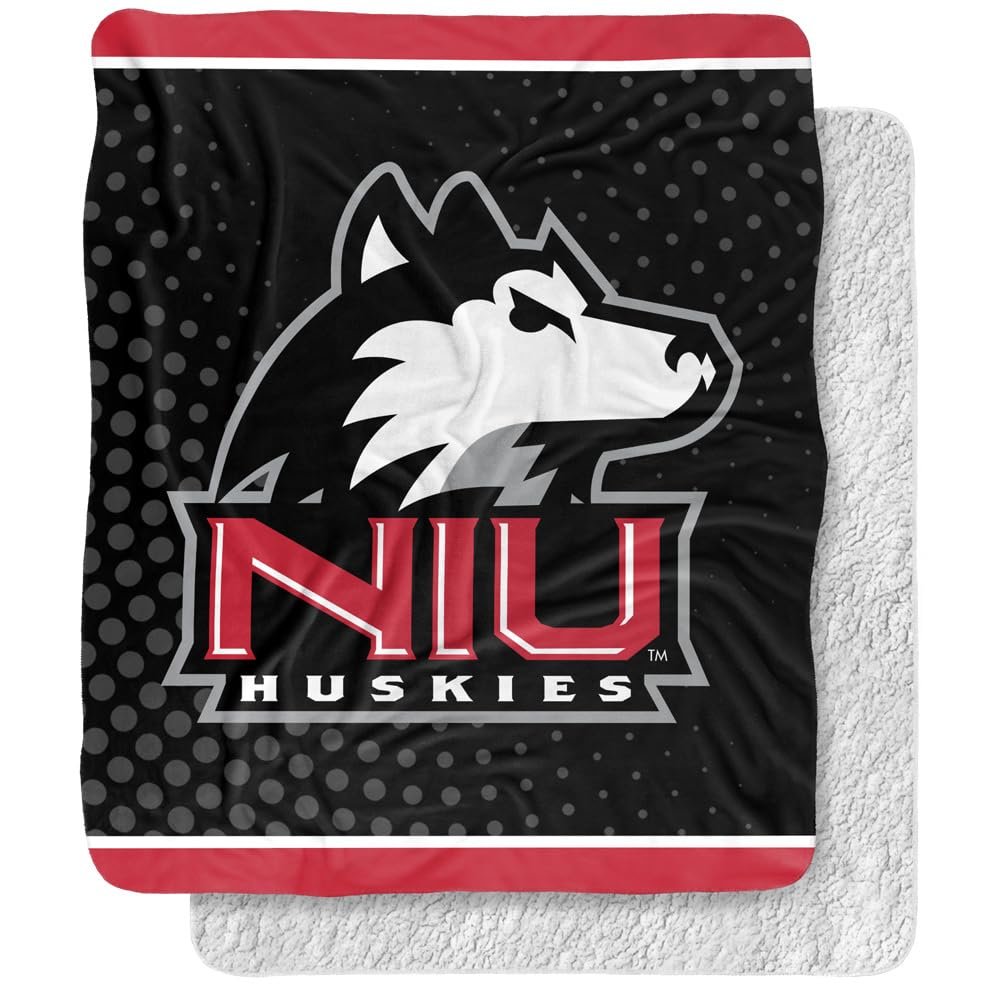 Northern Illinois University Blanket, 50"x60" Logo Dots Silky Touch Sherpa Back Super Soft Throw Blanket