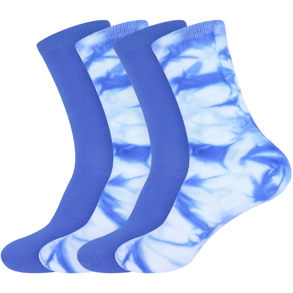 BambooMN Men's Rayon from Bamboo Tie Dye Crew Dress Socks - Assortment D - 4 Pairs - Size 10-14