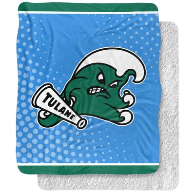 Tulane University Blanket, 50"x60" Logo Dots Silky Touch Sherpa Back Super Soft Throw Blanket