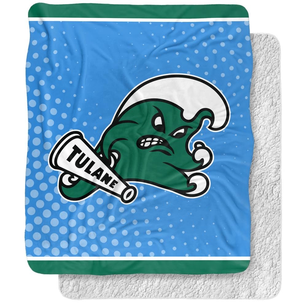 Tulane University Blanket, 50"x60" Logo Dots Silky Touch Sherpa Back Super Soft Throw Blanket