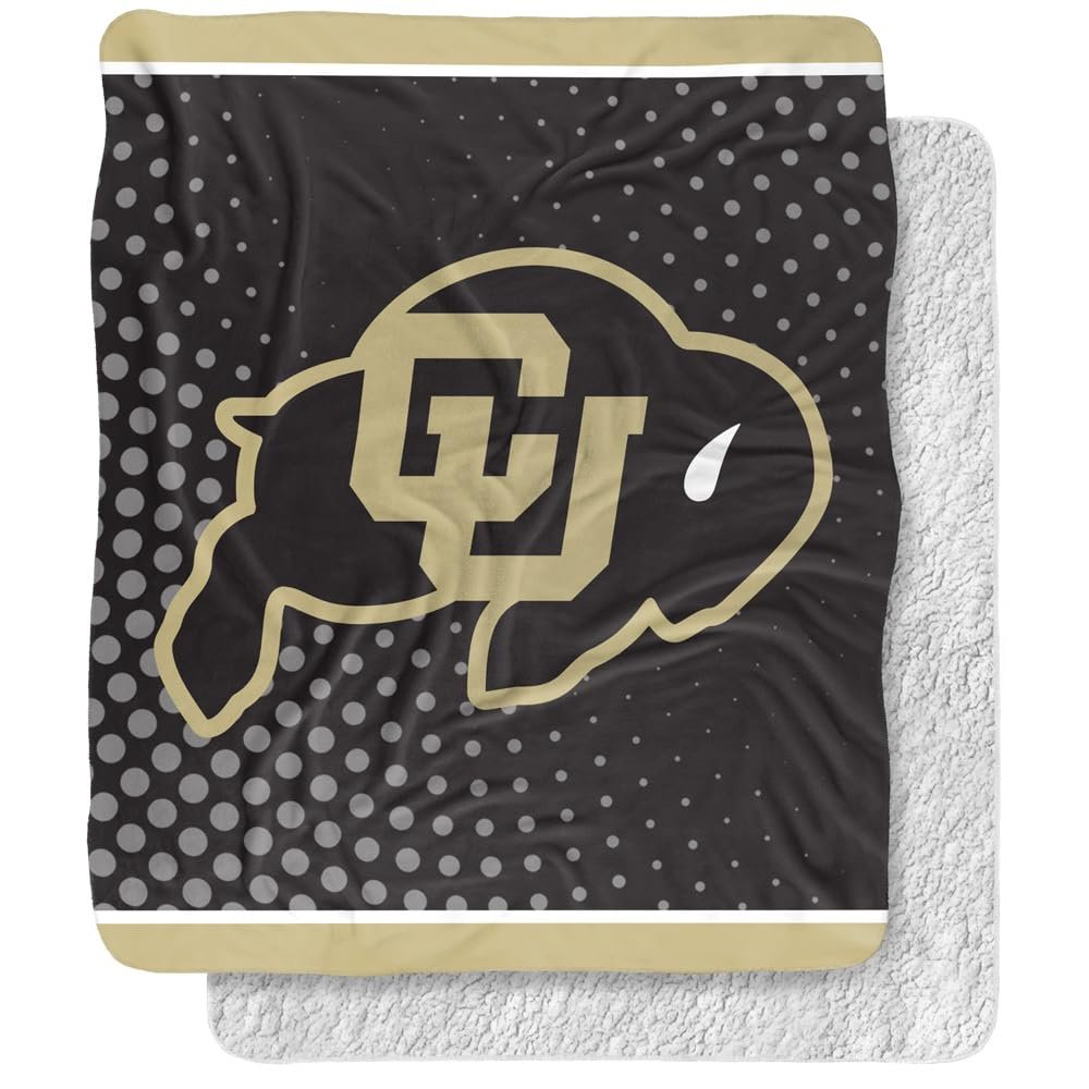 University of Colorado Blanket, 50"x60" Logo Dots Silky Touch Sherpa Back Super Soft Throw Blanket