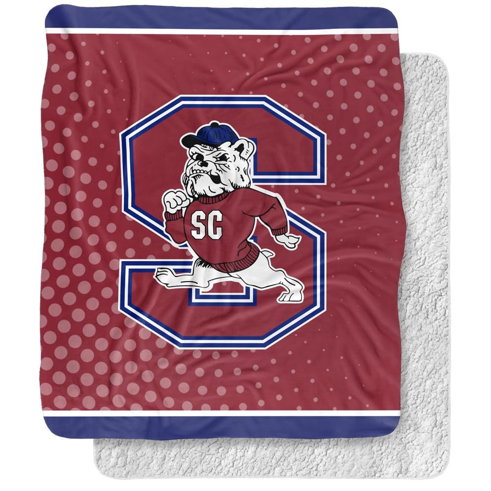 South Carolina State University Blanket, 50"x60" Logo Dots Silky Touch Sherpa Back Super Soft Throw Blanket