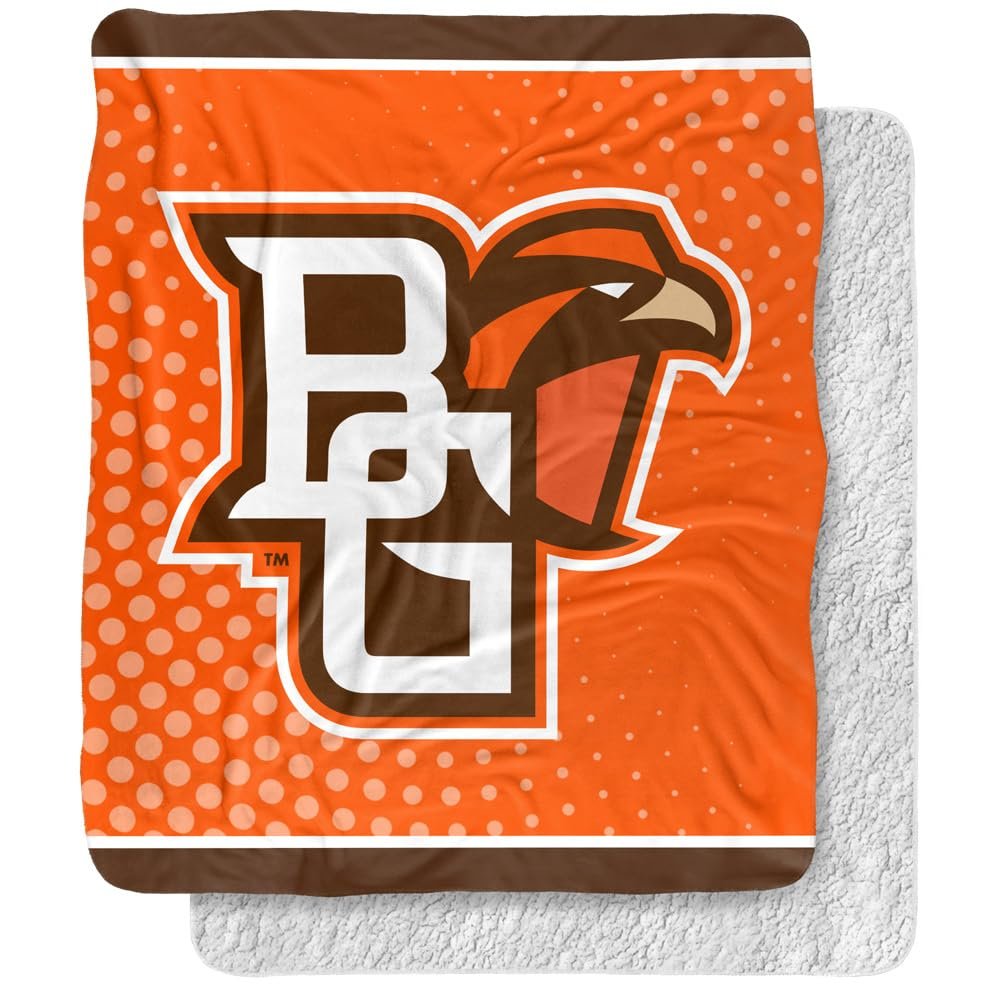 Bowling Green State University Blanket, 50"x60" Logo Dots Silky Touch Sherpa Back Super Soft Throw Blanket