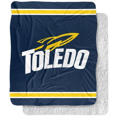 University of Toledo Blanket, 50"x60" Primary Logo Stripes Silky Touch Sherpa Back Super Soft Throw Blanket