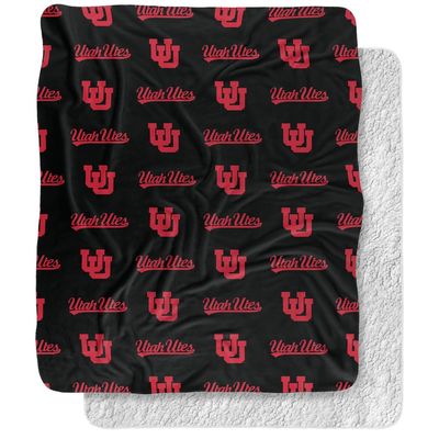University of Utah Blanket, 50"x60" Logo Pattern Silky Touch Sherpa Back Super Soft Throw Blanket